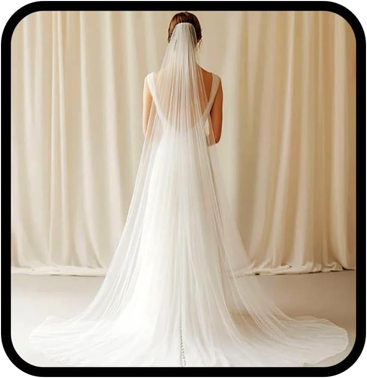 Ursumy 118" Bride Wedding Cathedral Veil Long Drop Veils Simple Soft Tulle Bridal Veils for Brides