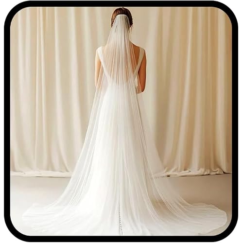 Ursumy 118" Bride Wedding Cathedral Veil Long Drop Veils Simple Soft Tulle Bridal Veils for Brides
