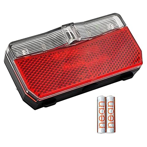 nean LED Fahrrad Batterie Rückleuchte, Outdoor Fahrradlicht mit Reflektor und StVZO-Zulassung, Lampe inkl. Batterien, Rückstrahler mit Reflektor, Rücklicht, batteriebetrieb, 5 Candela, rot Cover
