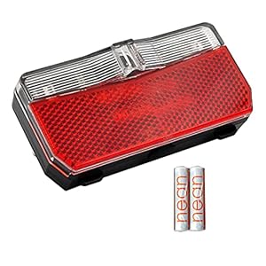 nean Led achterlicht voor op de fiets, met StVZO-goedkeuring, lamp inclusief batterijen, reflector-achterlicht, lichtsterkte 5 Candela, rood