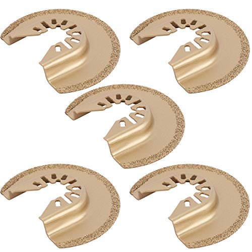 HighFree Semicircle Carbide Oscillating Blade, 2-1/2-Inch(64mm) Multi Tool Quick Release Oscillating Saw Blade Compatible with Bosch Chicago Craftsman Dewalt Dremel Fein and more (Pack of 5)