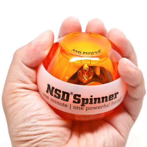 NSD Power Lit Amber Spinner Gyro Ball – Grip Strengthener for Forearms, Wrist & Hands – String Start Design, Up to 15,000 RPM – Portable Wrist Trainer & Workout Equipment– Ideal for Desk Workers, Athletes & Musicians