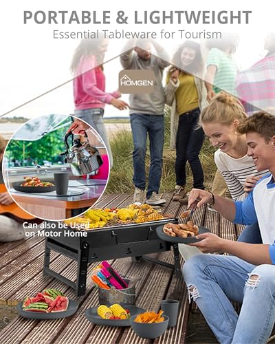 HOMGEN Plastic Plates and Bowls Set 12 PCS Camping Unbreakable Dinnerware Set Reusable Plates Bowls 11oz Cups Microwave & Dishwasher Safe Dinner Plates Lightweight Party Tableware Service for 4 - Image 5