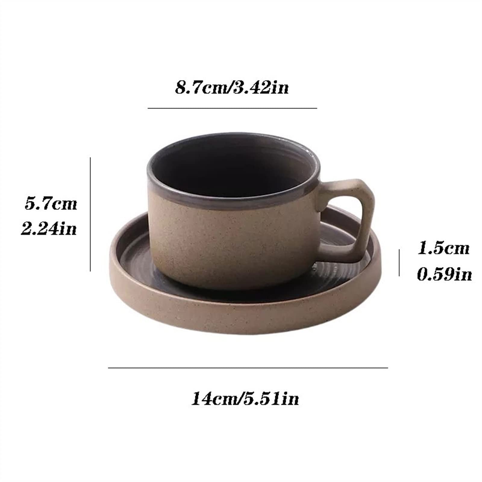 NZPOST Tazas de cerámica de Estilo Vintage, Taza, Juego de Platos y Tazas de 200 ml, Taza de café para Oficina, Taza de té con Leche (Dorada)