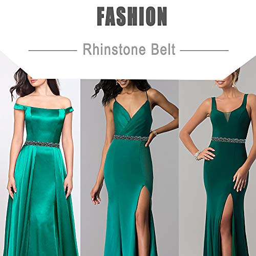 Women Beaded Rhinestone Belts Thin Elastic Stretchy Belt Skinny Gliter Waist Belts for Lady Dress4