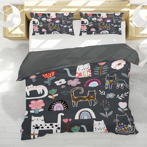 Housse de couette chat 135x200 douce et douillette avec fermeture éclair - 4
