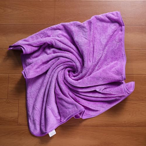 Image of Fezora Microfiber Bath Towel for Men & Women - Large Size 70x140 cm, 400 GSM, Ultra Soft, Quick Dry, Lightweight & Super Absorbent Towel for Bathroom, Gym, Spa, Travel & Swimming (Purple)