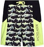 Body Glove Boys' Board Shorts - UPF 50+ Quick Dry Bathing Suit (Big Boy), Black Sharks, Size 10/12
