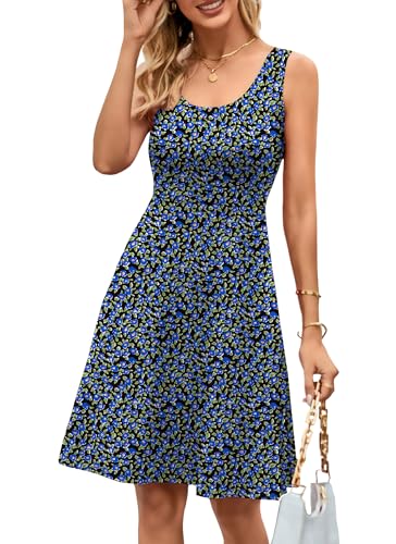 Image of Herou Summer Beach Dresses for Women A Line Sleeveless Tank Dress | Casual,Scoop Neck,Soft,Knee Length,Breathable