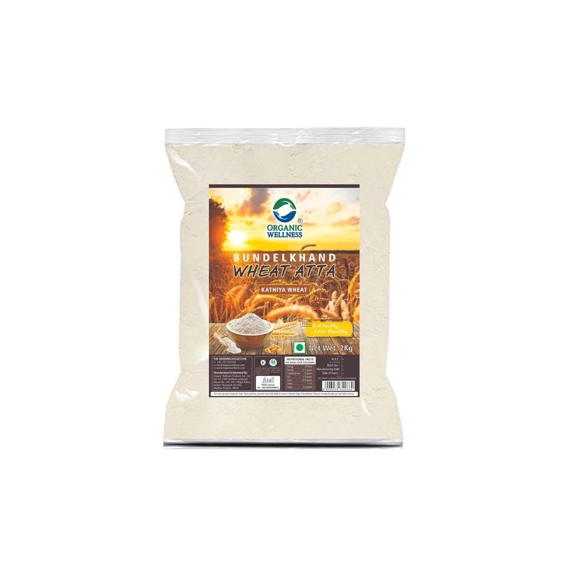 Organic Wellness Kathiya Wheat Atta | Emmer Wheat Flour | High Fiber, Low Gluten & Diabetic Friendly | Whole Wheat Chakki Flour - 2 KG Pack (B0CVQW5PQ6) Amazon Price History, Amazon Price Tracker