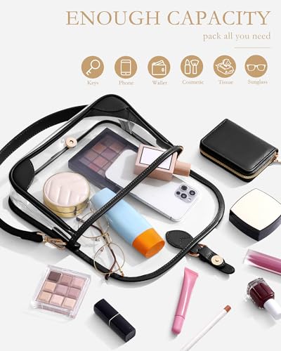 LONG VACATION Clear Bag for Stadium Events Shoulder Bag for Women, Clear Purse with Card Holder for Stadium Concert Travel3