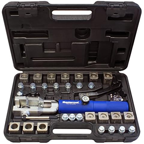 Mastercool 72475-PRC Universal Hydraulic Flaring Tool Set with Tube Cutter, Blue and Silver Cover