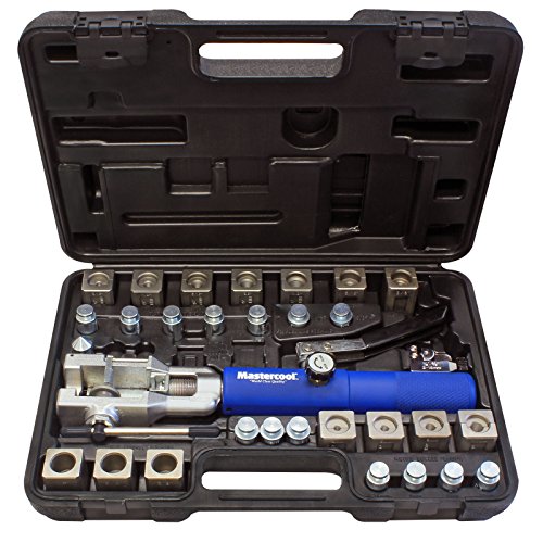Mastercool 72475-PRC Universal Hydraulic Flaring Tool Set – Patented Design – 45° Double & Single Flares, Push Connect, GM Fuel Line, Brake Line – Includes Hydraulic Ram & Mini Tube Cutter by Mastercool - Used condition - US$245.28