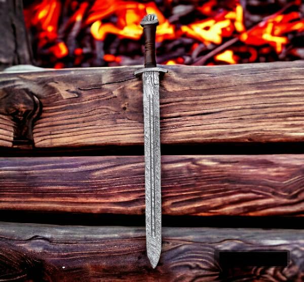 Miniatura 2 de Espada de acero de Damasco forjada a mano personalizada Espada de daga suiza Viking Gladius Espada de doble filo Espada de Gladiador de sangre