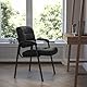 Flash Furniture Haeger Beistellstuhl/Chefsessel aus Leder, mit titangrauem pulverbeschichtetem Gestell, Schwarz