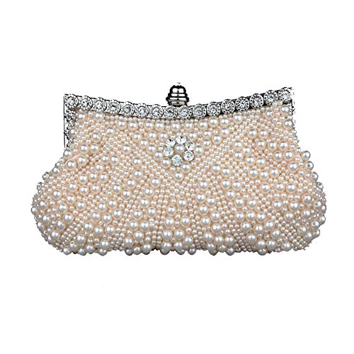 Kingluck Satin with Pearl and Diamond Wedding/Special Occasion Evening Handbags/Clutch (pink)