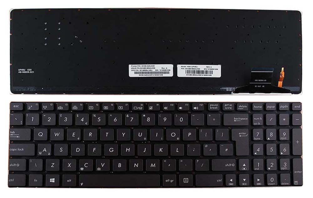 Clavier ASUS Zenbook UX51VZ noir rétro-éclairé Power4Laptops disposition Royaume-Uni - 2
