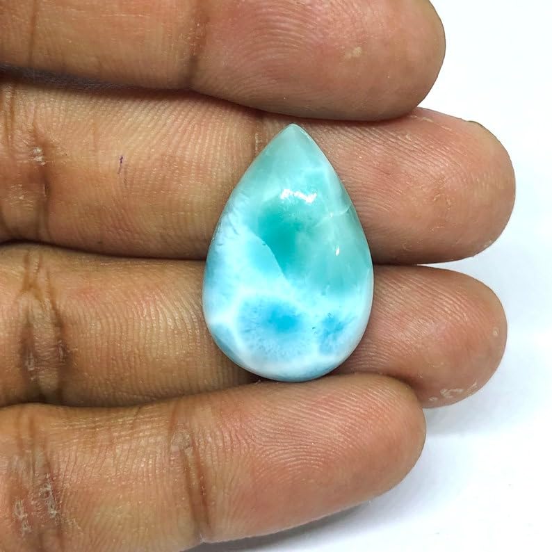 Larimar naturel en cabochon poire 23x15mm pour création de bijoux - 2