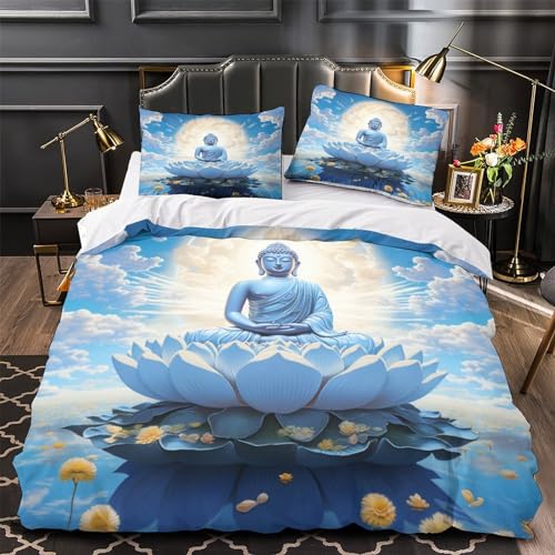 Housse de couette Bouddha avec fermeture éclair invisible en microfibre douce - 4