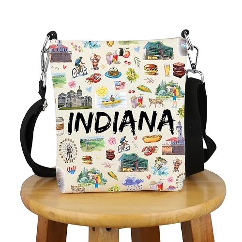 G2TUP Indiana State Souvenir Indiana Travel Crossbody Bag Indiana Home Travel Bag Indiana Tourism Gift Indiana Vacation Gift