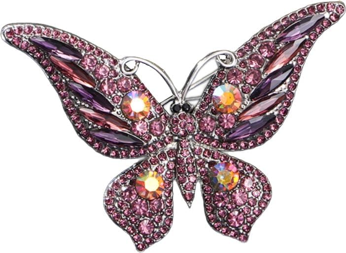 Crystal Rhinestone Butterfly Brooch Elegant Lapel Pins Dress Accessories Jewelry Gift For Women Girls