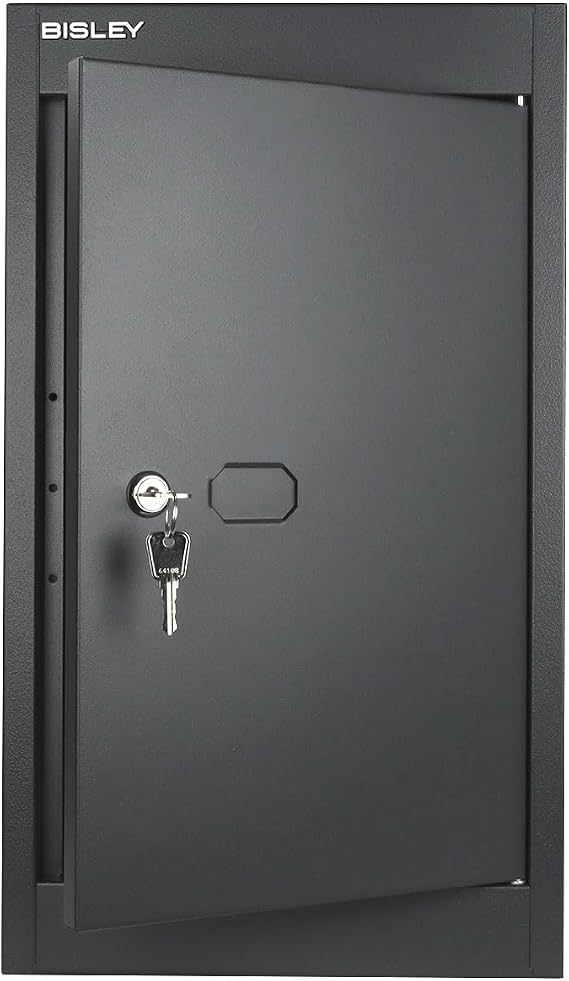 Bisley Personal Storage Locker Cube - Anthracite Grey | Powder-Coated Steel, Stackable Design, Ventilation Holes, Label Holder on Door, Includes 2 Keys