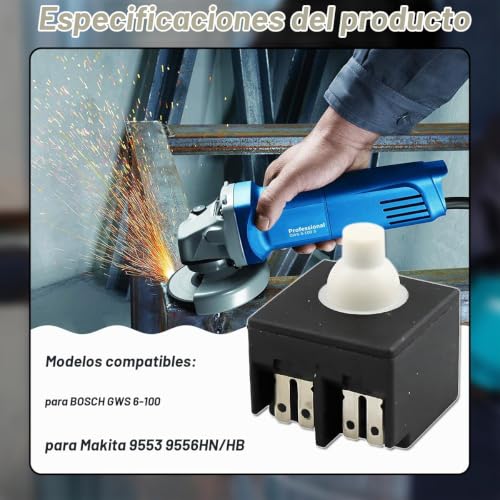 Miniatura 2 de Zhuroupu 2 Piezas De Repuesto De Interruptor De Amoladora Angular, Interruptor De Botón Para Bosch Gws 6-100 Para Makita 9553 9556hn Hb, Interruptor De Gatillo Fa2-6 2w