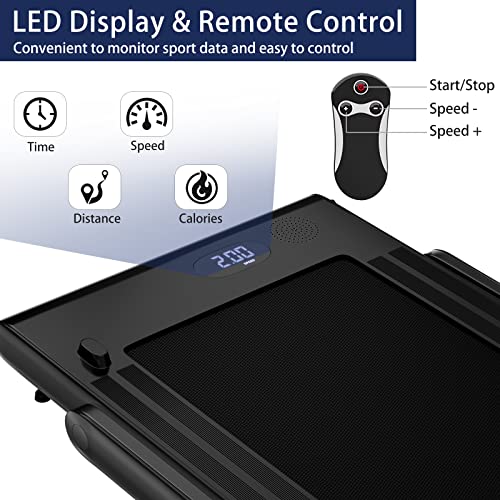 Image of Goplus 2 in 1 Folding Treadmill, 2.25HP Superfit Under Desk Electric Treadmill, Installation-Free with Remote Control, APP Control and LED Display, Walking Jogging for Home Office