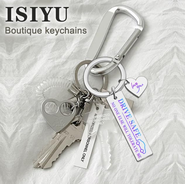 Image of isiyu Valentines Day Gifts for Him Men Boyfriend Husband Drive Safe I Love You Keychain Naughty Birthday Anniversary Sweetest Day Gift for Couples Be Safe Keychain