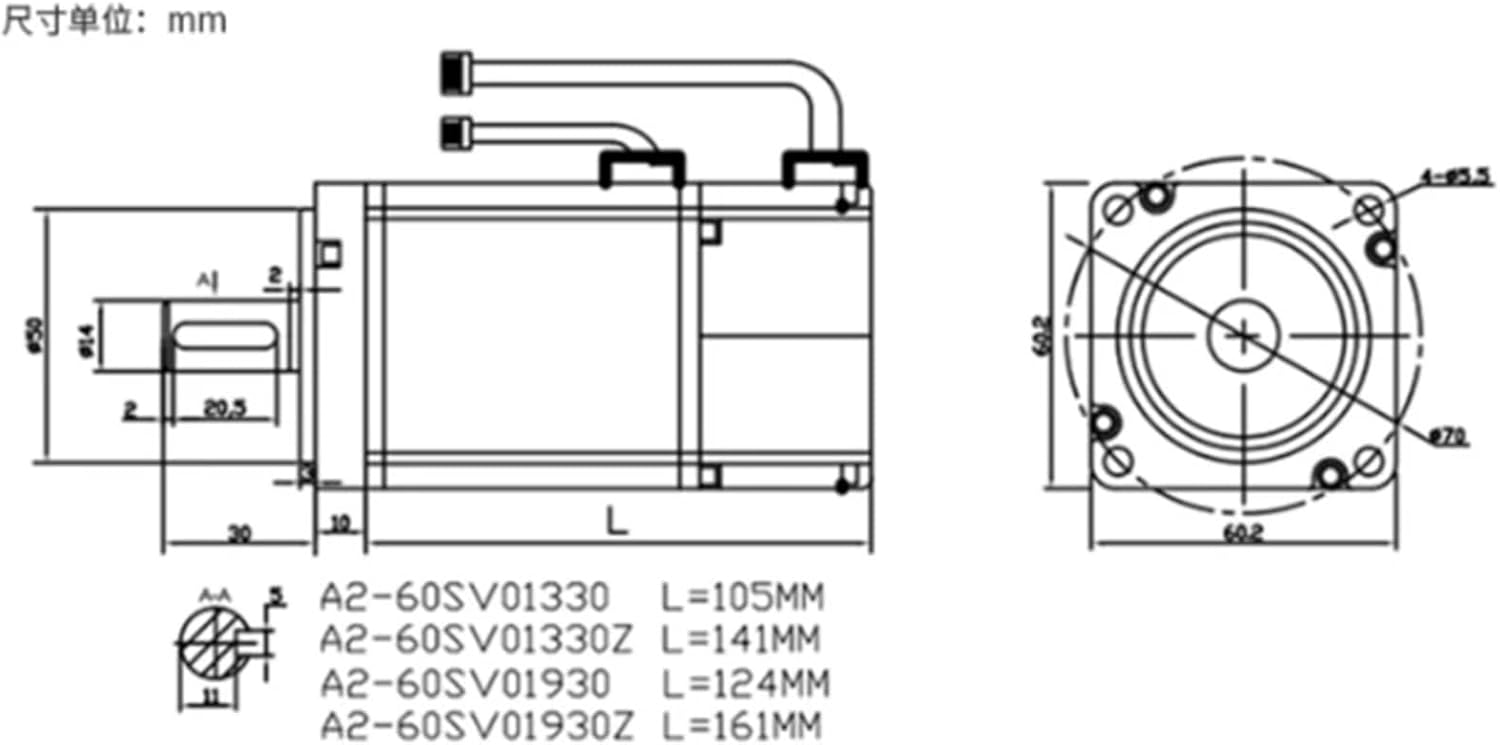 S2-SVD15 110V 220V 400W 60SV01330 AC Servo Motor 3000RPM 1.27N.M Single-Phase servomotor Drive Permanent Magnet Matched Driver(PLC)