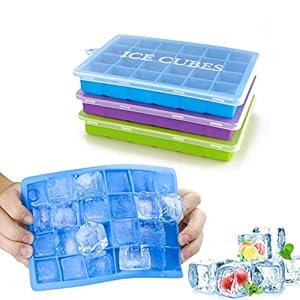 Ice Cube Trays 3 Pack, Top1Shop Silicone Ice Tray with Removable Lid Easy-Release Flexible Ice Cube Molds 24 Cubes per…
