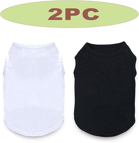Miniatura 2 de Paquete de 2 camisas para perro, ropa en blanco, camisa lisa para perros pequeños, niños y niñas, ropa de algodón para mascotas, ropa para mascotas,