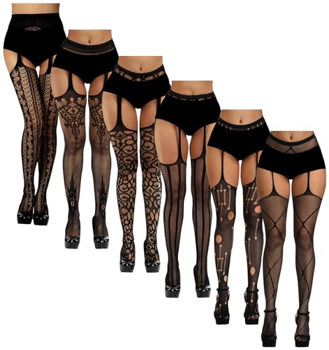 Image of Chalier Fishnet Stockings Lace Tights Thigh High Stockings for Women