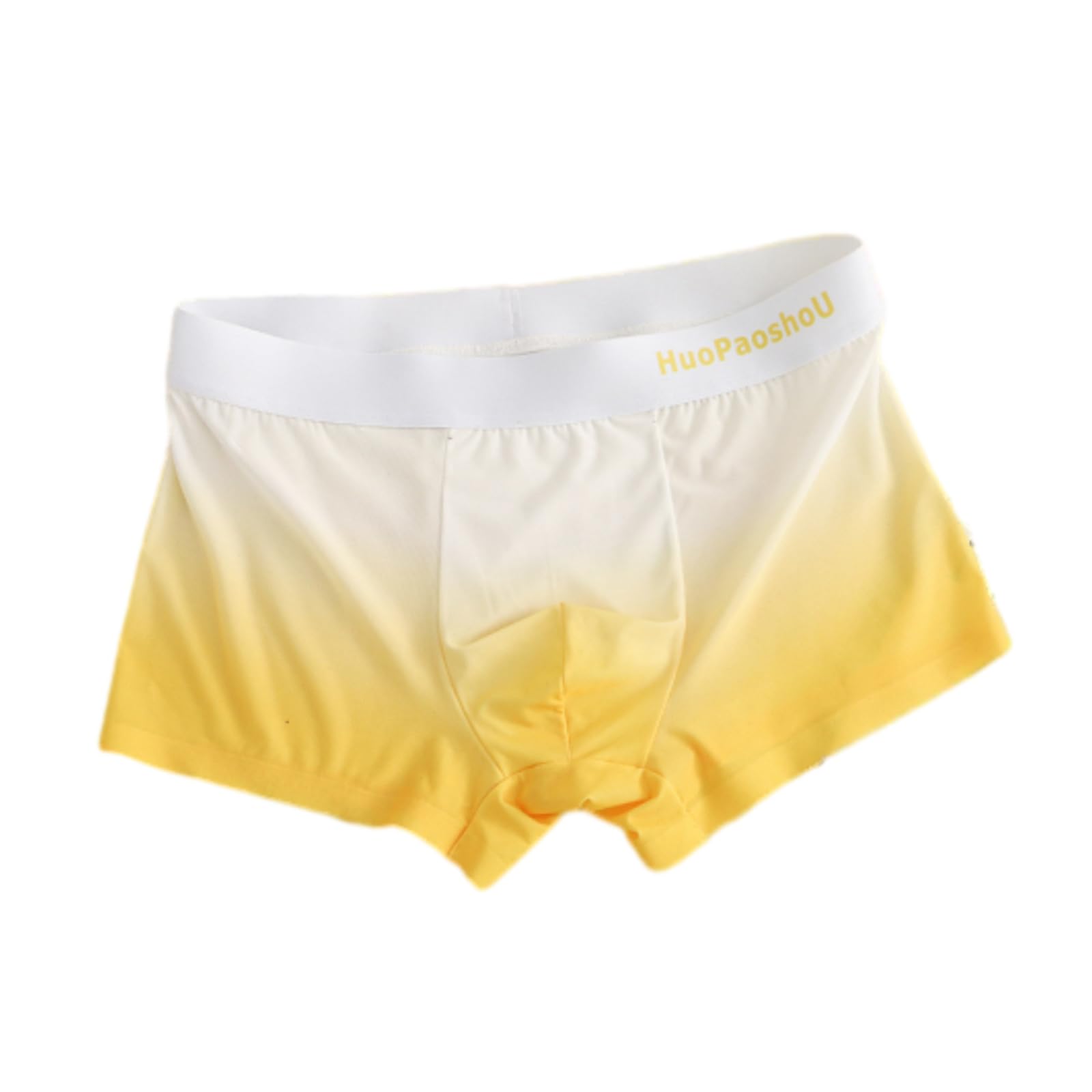 Evankin Men's Yellow Boxer Brief Underwear U-Shaped Convex Pouch Pockets Sexy Underpants Gradient Printed Boxers Shorts Breathable（-Xs）