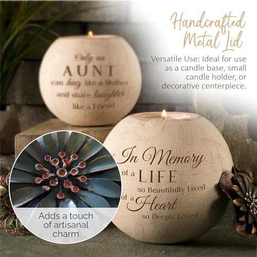 Pavilion Light Your Way Terracotta Candle Holder - "In Memory of A Life So Beautifully Lived, of A Heart So Deeply Loved" Text Design - Bereavement, Memorial Decorative Beige Candle Holders, 5" by Pavilion Gift Company - Image 5