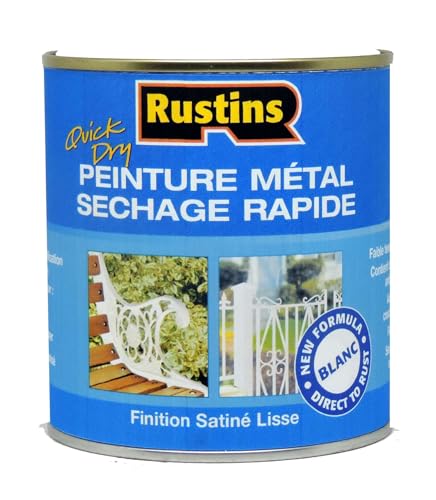Rustins - Peinture acrylique métal à séchage rapide blanc satiné pour usage intérieure et extérieur 250 ml – 3,5 m²