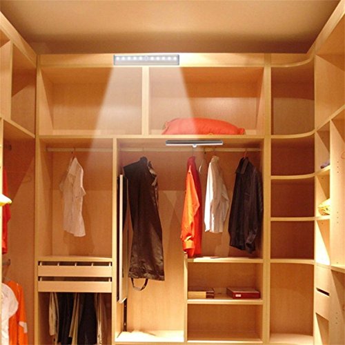 Stick-On Anywhere Portable Little Light Wireless Led Under Cabinet Lights 10-Led Motion Sensor Activated Night Light Build In Rechargeable Battery Magnetic Tape Lights For Closet, Cabinet (Silver1) #TOP3