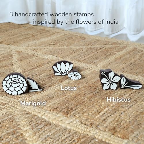 Image of Wooden Stamp Art Flowers for Kids 3+ Yrs, 4 to 8 Years | DIY Art & Craft Toy with Wooden Stamps | Montessori Inspired Learning Toy | Non Toxic | Handmade in India | Screen Free Toys
