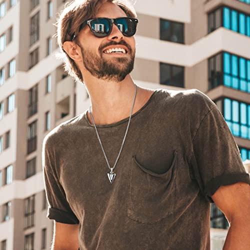 MPRAINBOW Spearpoint Arrowhead Necklaces for Men, Stainless Steel Necklace Pendant Jewelry,Christmas Birthday Gifts for Him Boyfriend3