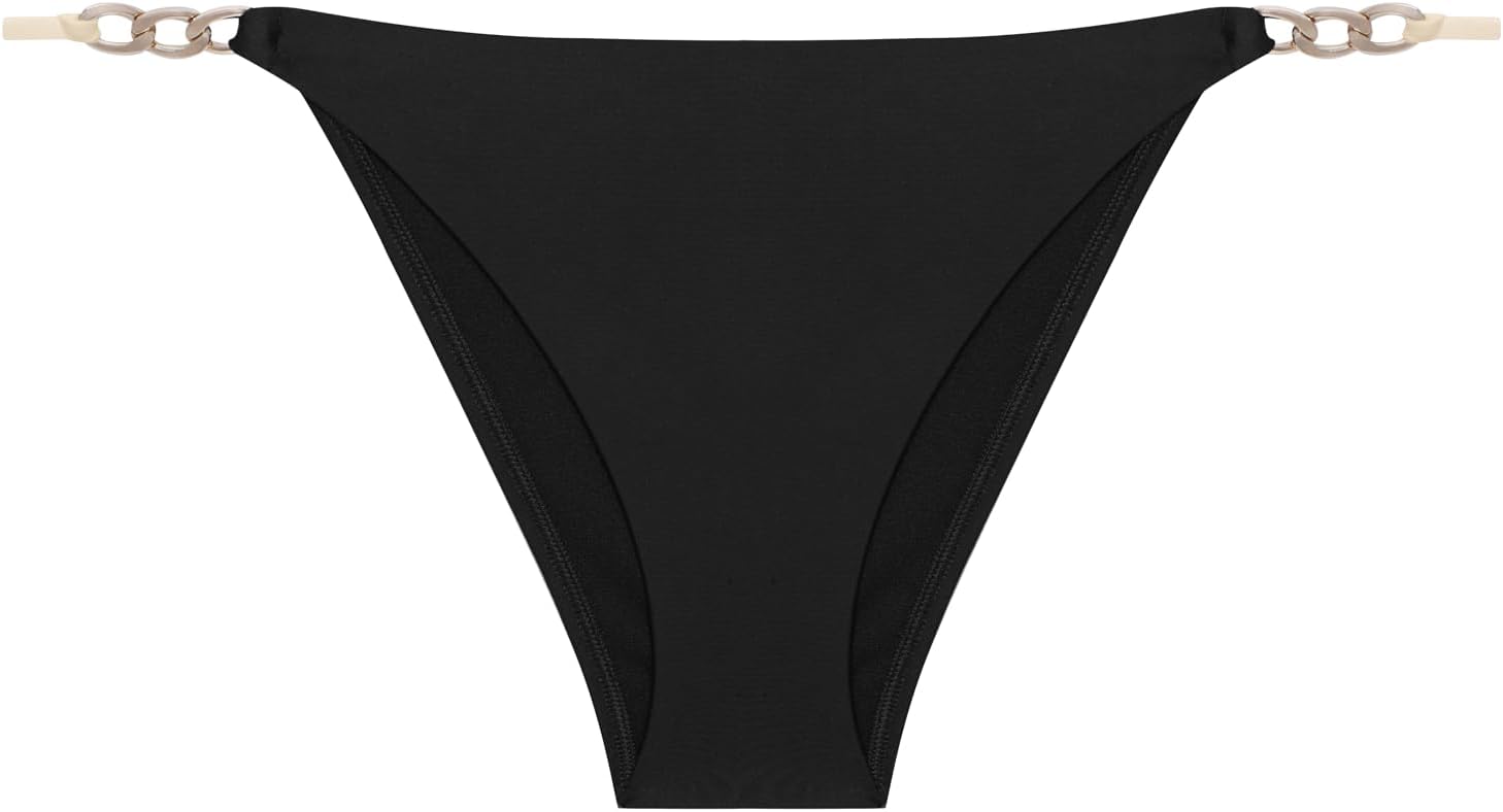 Steve Madden Womens Strap Side Bikini Bottom with Gold Chain