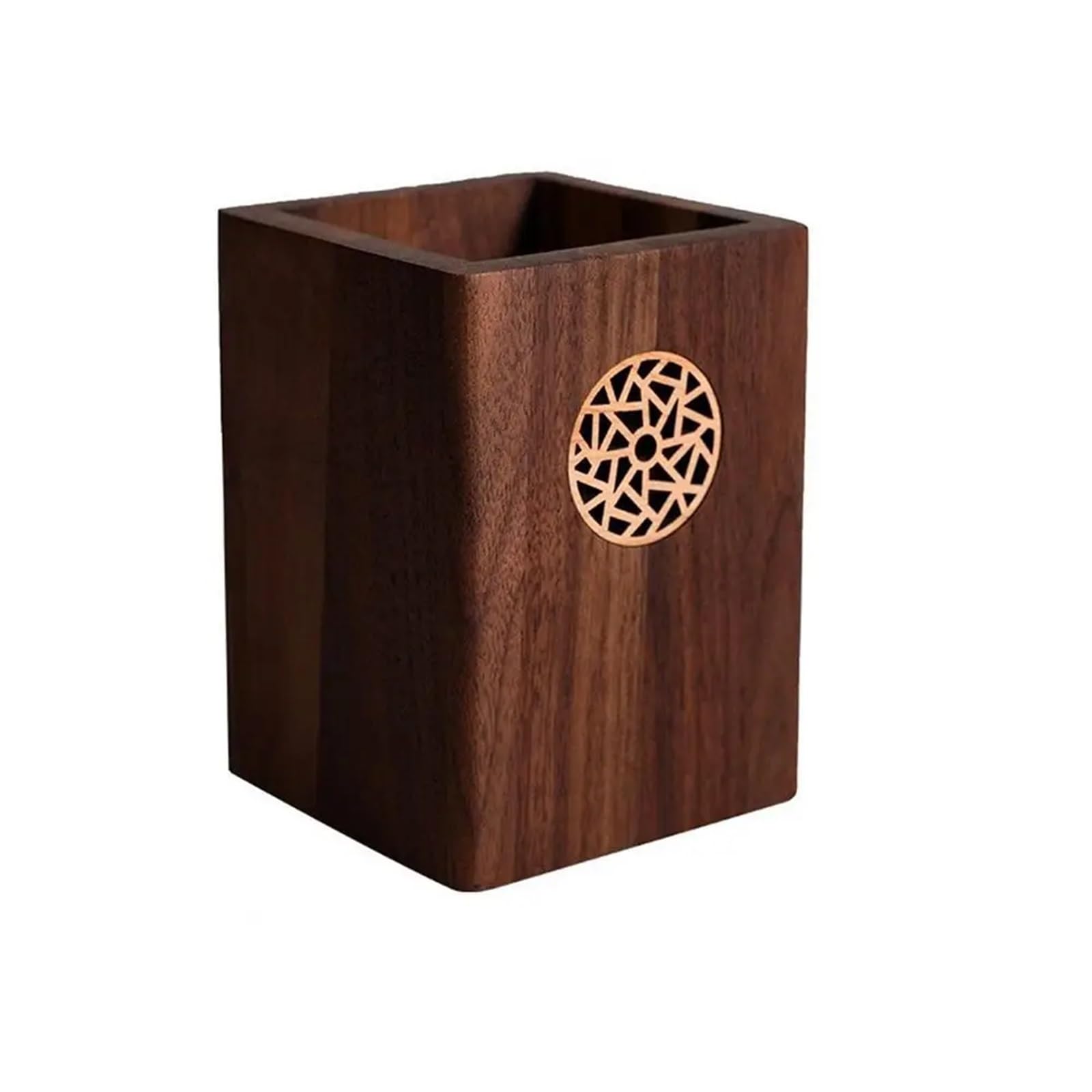 Mehrzweck-Stiftehalter aus Holz, schwarzer Nussbaum, Vintage-Bleistiftbox, praktische Stiftaufbewahrung, Becher, Schreibtischzubehör Für Schule,Zuhause(Square)