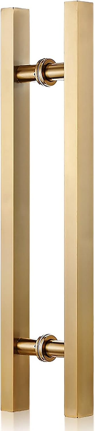24/40 in Push Pull Door Handle, Brushed Stainless Steel Classic Square Gate Handles, for Kitchen Shower Porch Entry, Back to Back Mounted (Gold 80 Cm/31.5 in)