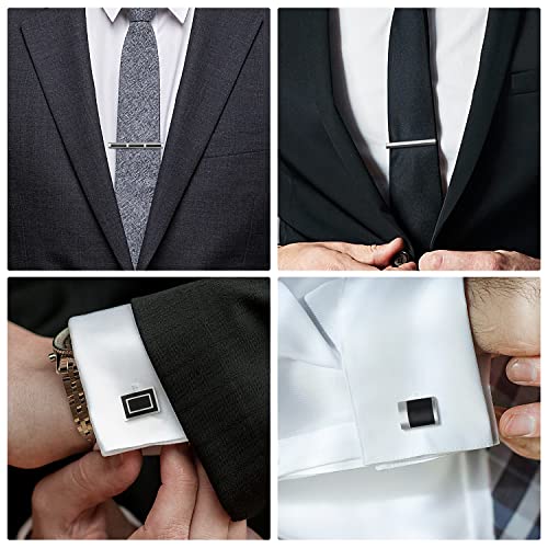 Image of UJOY Mens Tie Clip and Cufflink Set 12 PCS, Shirts Necktie Bar Pins Cuff Link Buttons, Wedding Businesss Gift for Men