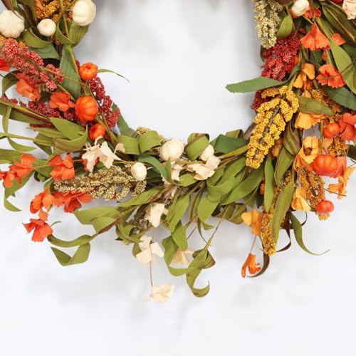 22 Inches Farmhouse Style Plastic Simulation Fall Wreaths for Daily Autumn - image 6