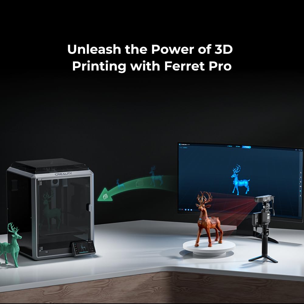 Creality Scanner 3D CR-Scan Ferret Pro pour impression 3D, scanner portable de mise à niveau avec numérisation sans fil, suivi anti-secousse, pour téléphone IOS/Android PC Win 10/11