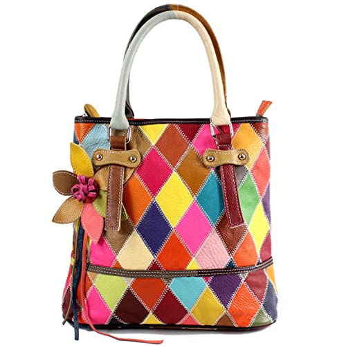 Bolso Tote de cuero genuino para mujer con flores 3D miniatura 1