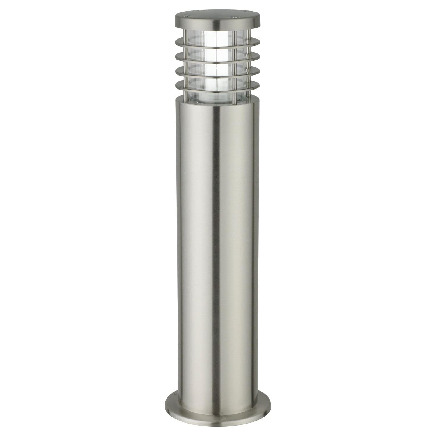 Firstchoicelighting Stainless Steel & Clear Outdoor 50Cm Post Light Garden Bollard Lamp Lights Modern Brushed Stainless Steel 50Cm Height Ip44 Outdoor Garden Driveway Post Light