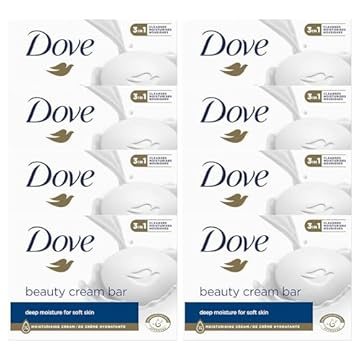 Dove Original Beauty Cream Bar 3 in 1 deterge, idrata e nutre Sapone da bagno senza solfati per una pelle morbida e liscia, adatto per l'uso quotidiano, 8x90 g
