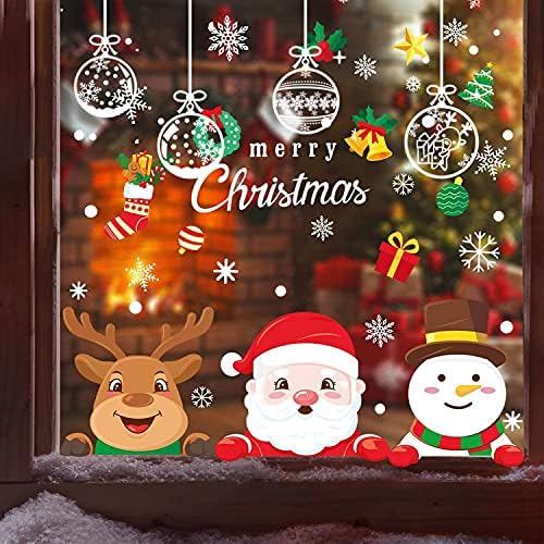 Yitla Christmas Decorations Sale Clearance,154 Pieces Christmas Window Stickers Double Side Pattern, Christmas Window Clings For Christmas Window Display (Peeping Styles)