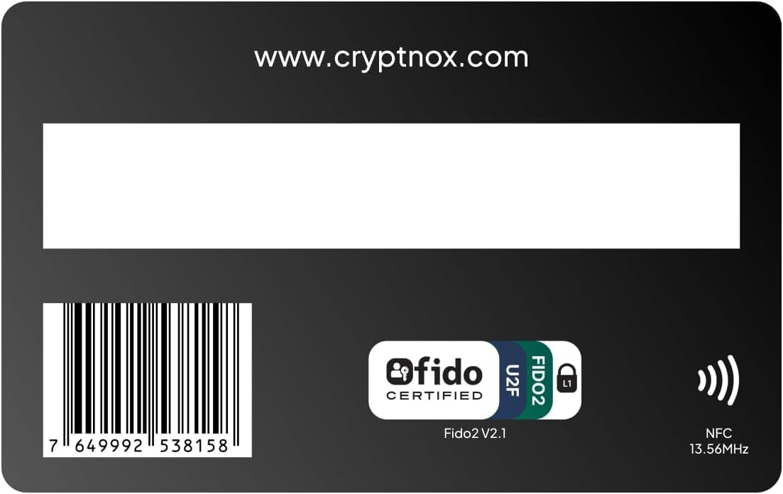 FIDO2 NFC karta bezpieczeństwa, certyfikat FIDO2 Level 1, logowanie bez hasła i 2FA przez NFC lub Contact, działa z systemami Windows, Mac, iOS, Android, karta logowania Ultra Slim Tap